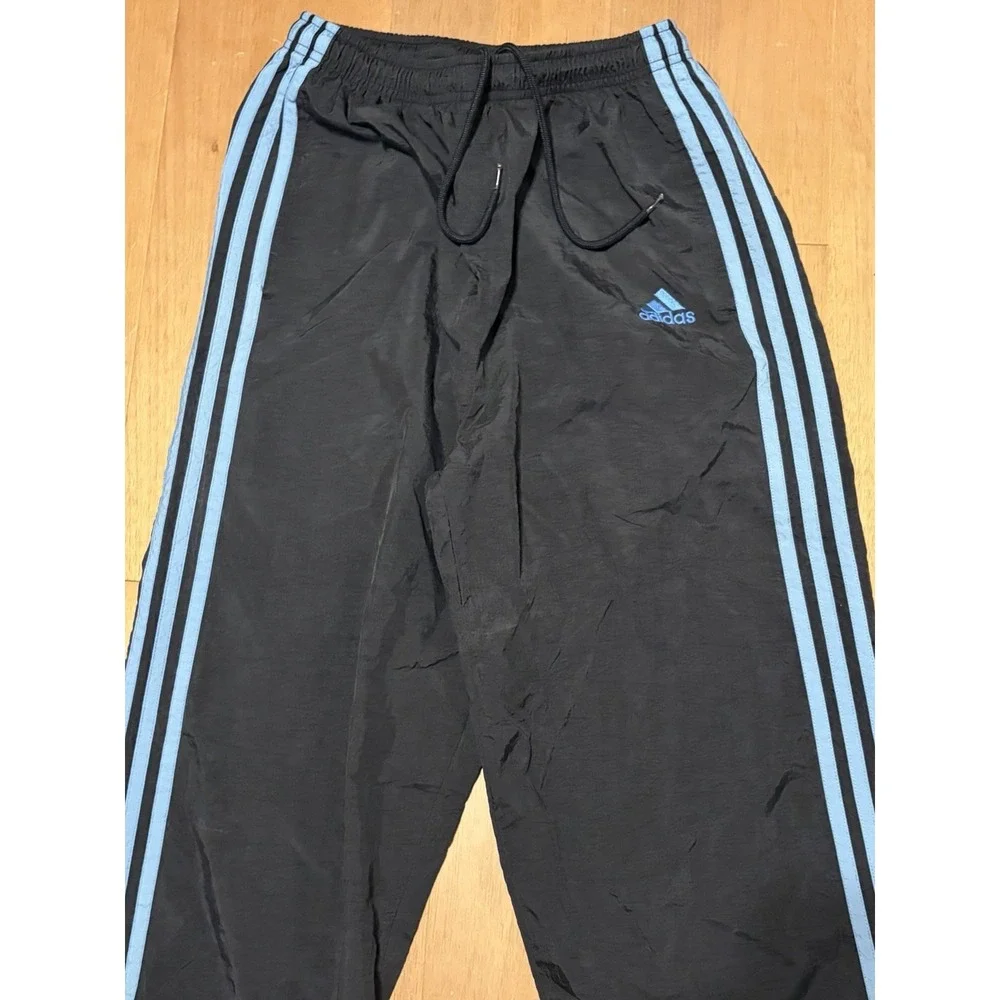 Vintage Adidas Nylon Pants Track Men's MEDIUM 80s Sweatpants Satin Shiny Retro